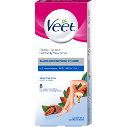 VEET READY TO USE WAX STRIPS HALF BODY WAXING KIT - SENSITIVE SKIN